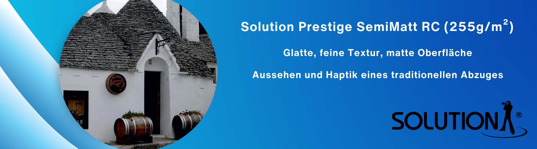 Produktabbildung: Solution Prestige Semi Matt RC 255g/m² – glattes, semimattes Fotopapier für professionelle Anwendungen