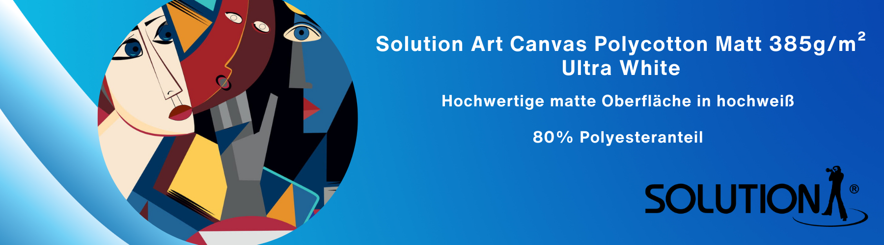 Produktabbildung: Solution Art Canvas Polycotton Matt 385g/m² – matte Künstlerleinwand mit ultraweißer Oberfläche