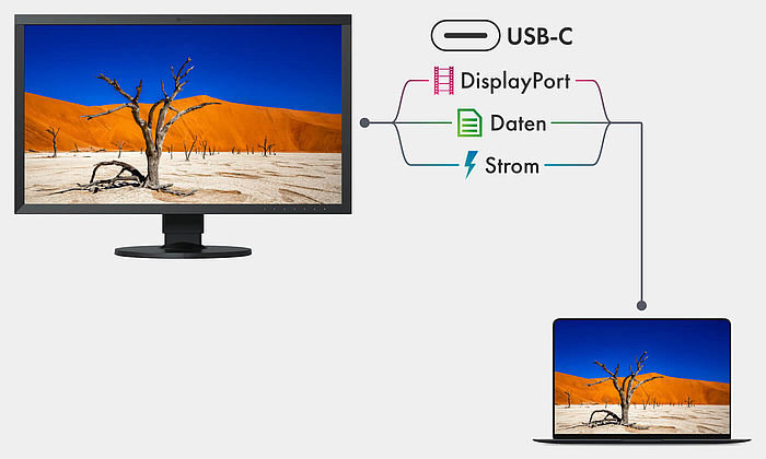 USB-C-Anschluss mit Power Delivery am EIZO CG2700X