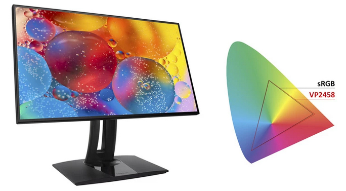 ViewSonic Monitor VP2458: Die sRGB-Farbabdeckung sorgt für satte und lebendige Farben, sodass die Bilder stets präzise den Branchenstandards entsprechen.