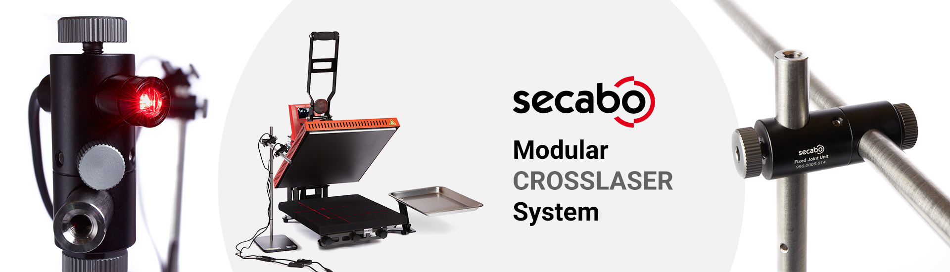 Secabo modularer Doppelkreuzlaser mit Zubehörhalter für Schnellwechsler