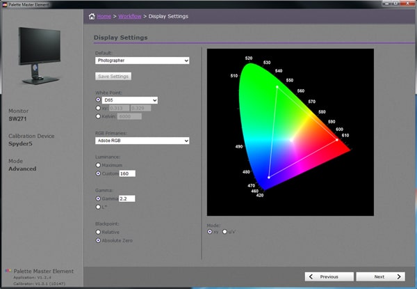 BenQ SW240 Monitor Palette Master Element