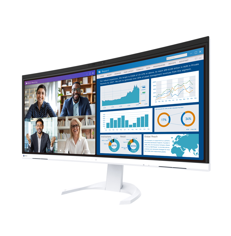 EIZO FlexScan EV3450XC – 34 Zoll Ultrawide WQHD Office-Monitor mit Webcam und USB-C