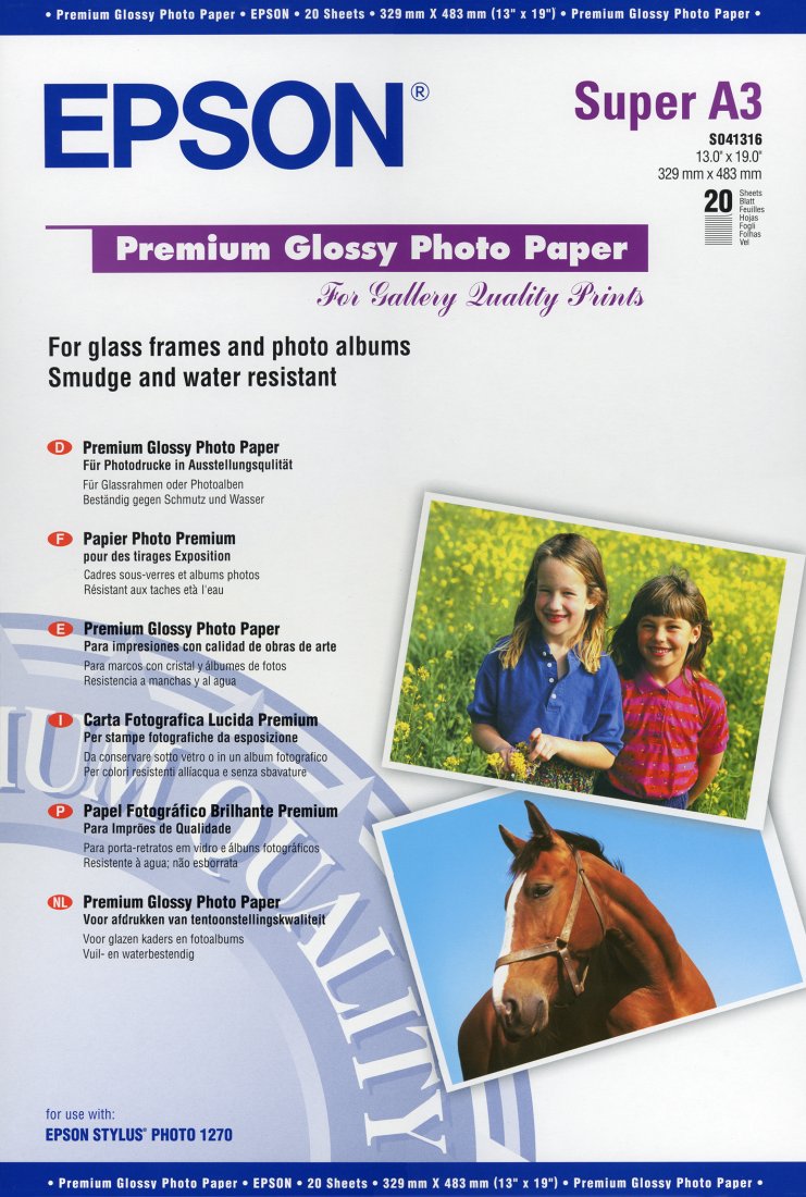 Epson Premium Glossy Photo Paper - Verpackungseinheit: DIN A4 (210x297 ...